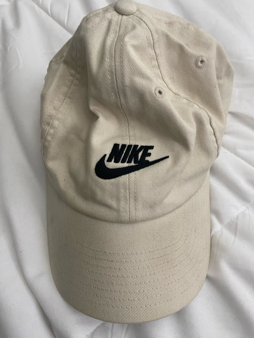 Nike Cream Baseball Cap with Black Swoosh